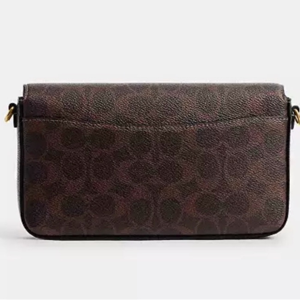 Coach Brown Signature Print Crossbody Wallet